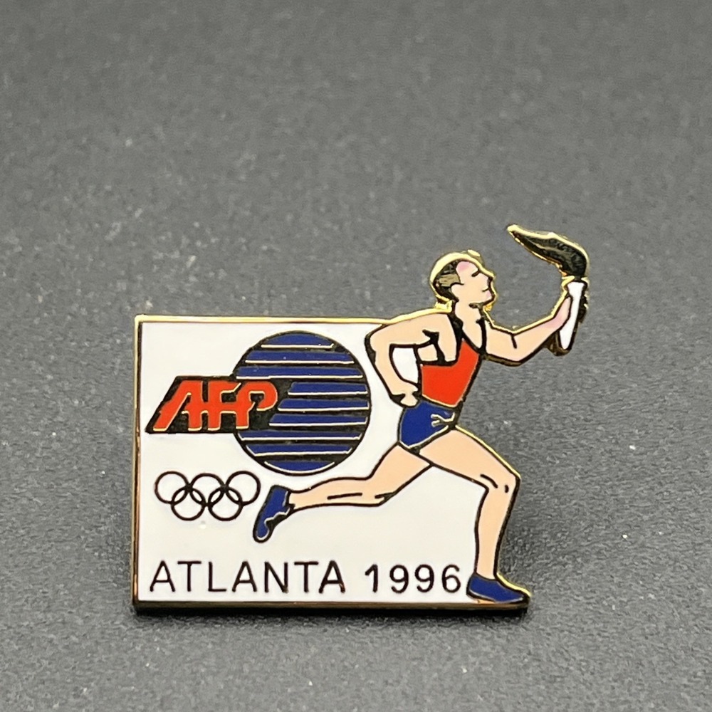 1996 Atlanta Olympic Games Agence France-Presse AFP Torch Relay Lapel Hat Pin